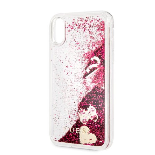 E-shop Puzdro Guess iPhone XR GUHCI61GLHFLRA silikónové s trblietkami - ružové