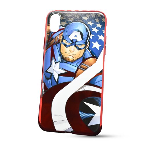 E-shop Puzdro Marvel TPU iPhone XR Captain America vzor 004 (licencia) - červené chrome