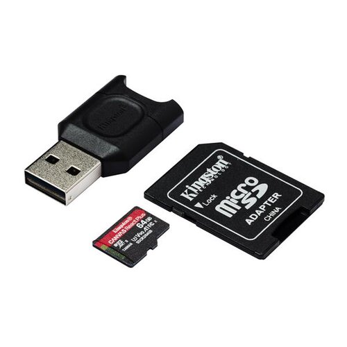MicroSDHC karta KINGSTON 64GB Canvas React Plus (Kit)