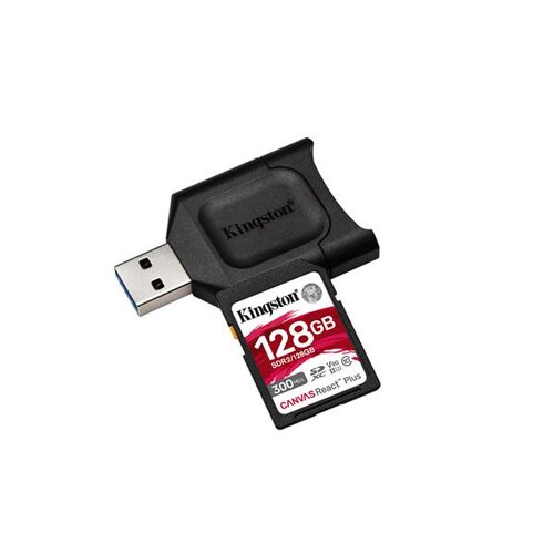 128GB SDHC Kingston Canvas React Plus UHS-II V90 + čtečka