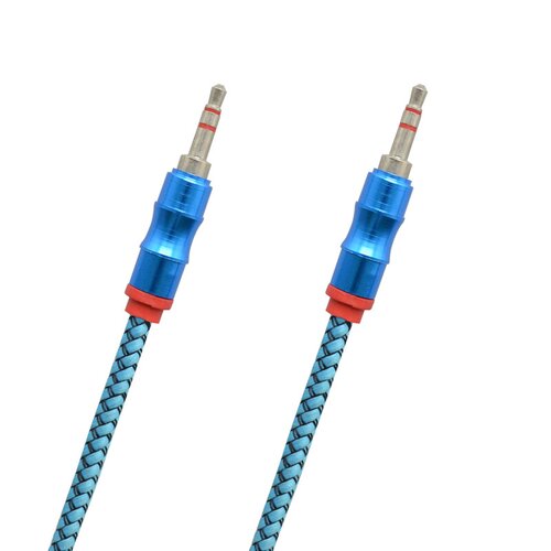 Kábel AUX 2x3.5mm jack 3m Modrý textilný (ECO balenie)