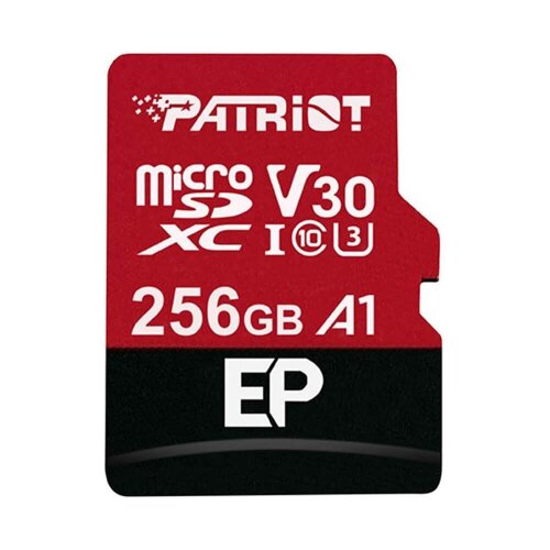 E-shop MicroSDXC karta PATRIOT 256GB V30 A1 Class 10 U3 100/80MB/s + adaptér