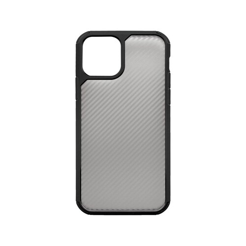 Iphone 12 Pro Max transparentné, čierny rám gumené puzdro Van Carbon Line