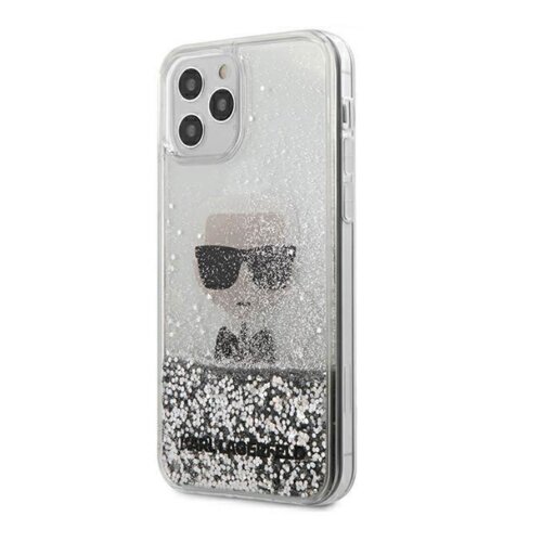 Puzdro Karl Lagerfeld pre iPhone 12 Mini (5.4) KLHCP12SKCGLSL silikónové, strieborné