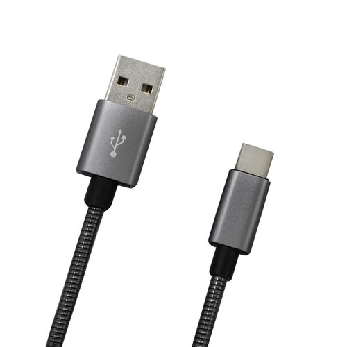 E-shop Dátový kábel MobilNET USB-C 2A 1m Sivý metalický