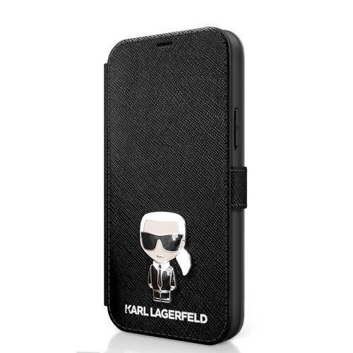 KLFLBKP12LIKMSBK Karl Lagerfeld Saffiano Iconic Book Pouzdro pro iPhone 12 Pro Max 6.7 Black
