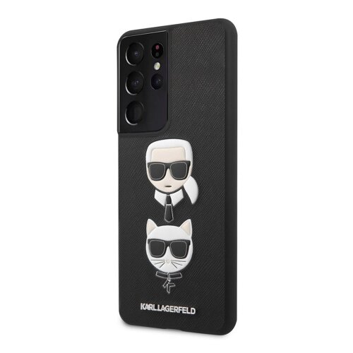 KLHCS21LSAKICKCBK Karl Lagerfeld Saffiano K&C Heads Kryt pro Samsung Galaxy S21 Ultra Black