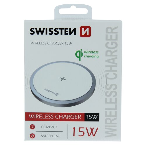 E-shop Bezdrôtová nabíjačka Swissten Wireless Charger 15W Biela