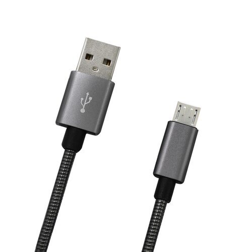 Dátový kábel micro USB sivý metalický, 1m, 2A