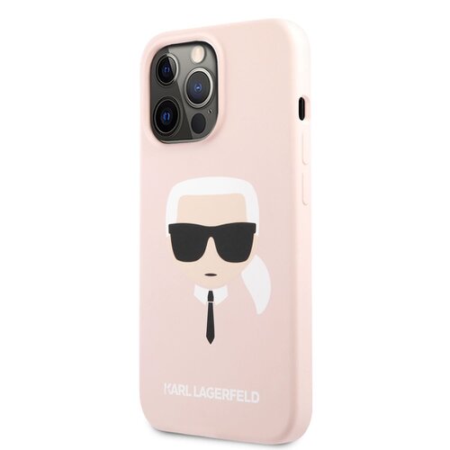 Puzdro Karl Lagerfeld KLHCP13XSLKHPI Liquid Silicone Karl Head iPhone 13 Pro Max - svetlo ružové