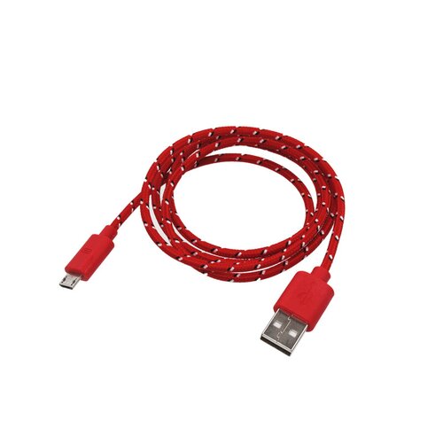 mobilNET textilný dátový kábel micro USB, červený