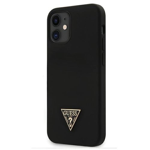 Guess case for iPhone 12 Mini 5,4&quot; GUHCP12SLSTMBK black hard case Silicone Triangle Logo