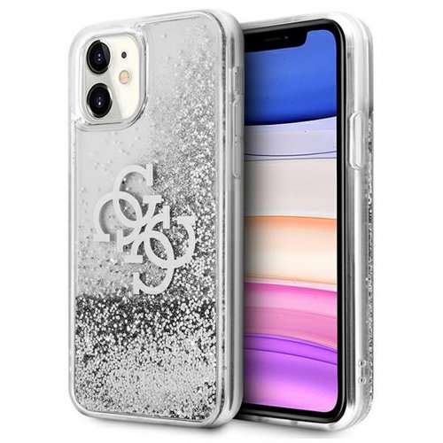 Guess case for iPhone 12 Pro Max 6,7&quot; GUHCP12LLG4GSI silver hard case 4G Big Liquid Glitter