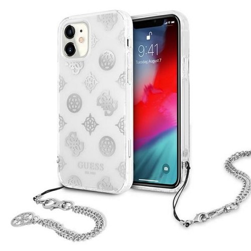 Guess case for iPhone 12 Pro Max 6,7&quot; GUHCP12LKSPESI silver hard case Peony Chain Collection