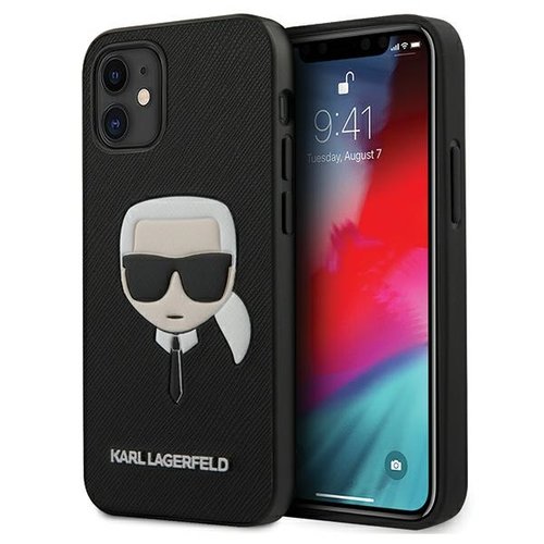 Karl Lagerfeld for iPhone 13 Mini 5,4'' KLHCP13SSAKHBK black hard case Saffiano Ikonik Karl`s Head
