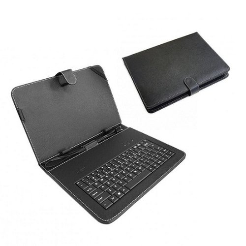 Koženkové púzdro na tablety 8 palcov s klávesnicou - čierne
