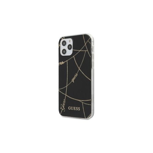 Guess case for iPhone 12 Mini 5,4&quot; GUHCP12SPCUCHBK black hard case Gold Chain Collection