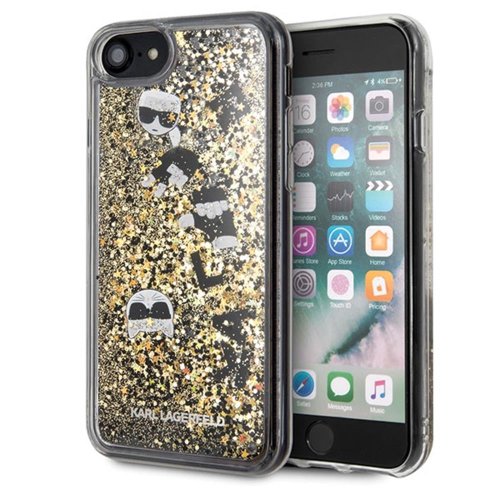 Karl Lagerfeld case for iPhone 7 / 8 / SE 2020 KLHCI8ROGO black-gold hard case Glitter