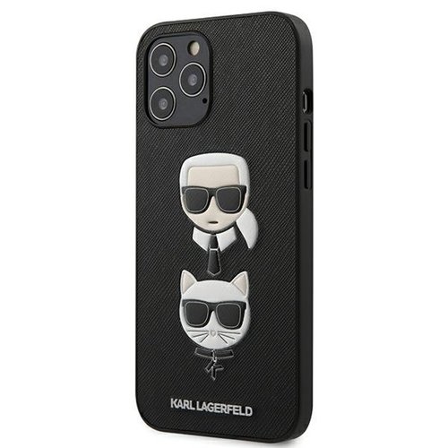 Karl Lagerfeld case for iPhone 12 Mini 5,4&quot; KLHCP12SSAKICKCBK black hard case Saffiano Iconic