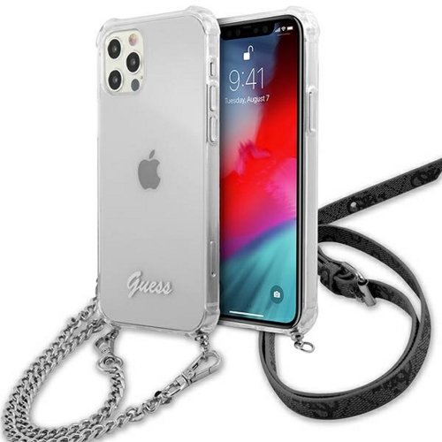 Guess case for iPhone 12 Pro Max 6,7&quot; GUHCP12LKC4GSSI transparent hard case 4G Silver Chain