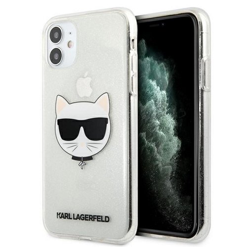 Karl Lagerfeld case for iPhone 12 Pro Max 6,7&quot; KLHCP12LCHTUGLS silver hard case Glitter Choupe