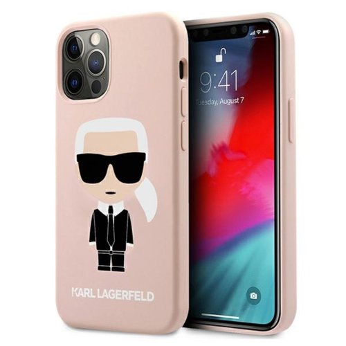 Karl Lagerfeld case for iPhone 12 Mini 5,4" KLHCP12SSLFKPI light pink hard case Silicone Iconi