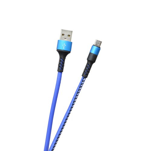 Dátový kábel micro USB modrý, 2A, 1 m, TPU