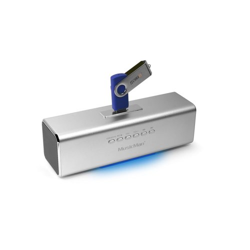 Technaxx MusicMan prenosný reproduktor 600mAh FM, USB, strieborný
