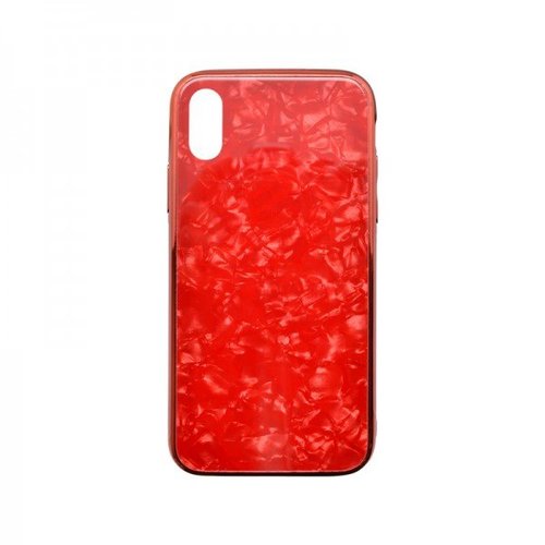 Sklenené puzdro Marble Glass iPhone XS červené