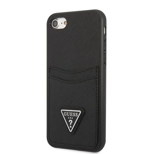 Guess Saffiano Double Card Zadní Kryt pro iPhone 7/8/SE2020 Black