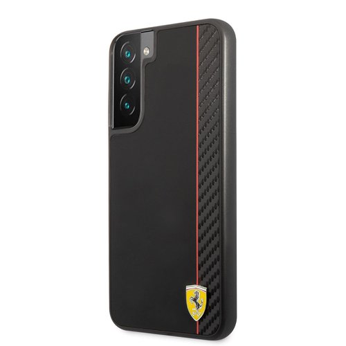Ferrari Smooth and Carbon Effect Zadní Kryt pro Samsung Galaxy S22+ Black