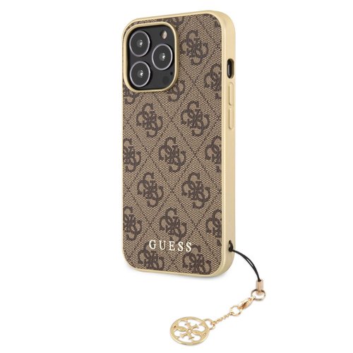Puzdro Guess 4G Charms iPhone 13 Pro Max - hnedé