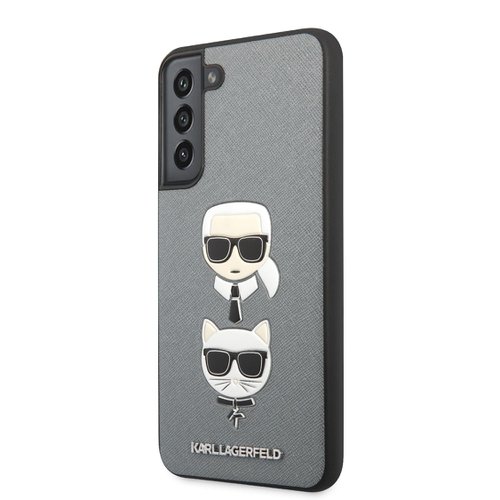 Karl Lagerfeld Saffiano K&C Heads Kryt pro Samsung Galaxy S22+ Silver