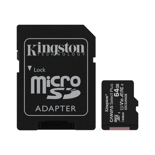 Pamäťová karta Kingston microSDXC Canvas Select Plus (64GB/class 10) + adaptér