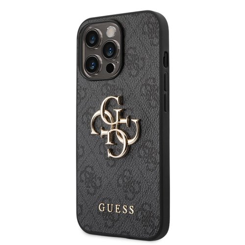 Puzdro Guess PU 4G Metal Logo iPhone 14 Pro - šedé