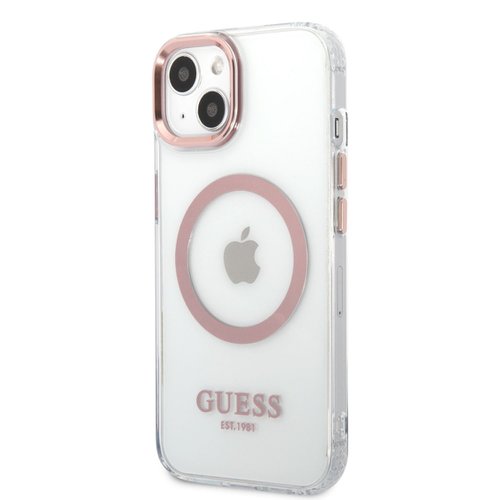 Guess Transparent MagSafe Kompatibilní Zadní Kryt pro iPhone 13 Pink