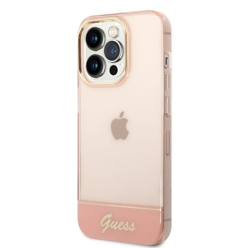 Puzdro Guess PC/TPU Camera Outline Translucent iPhone 14 Pro Max - ružové