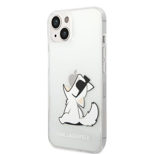 Puzdro Karl Lagerfeld PC/TPU Choupette Eat iPhone 14 Plus - transparentné