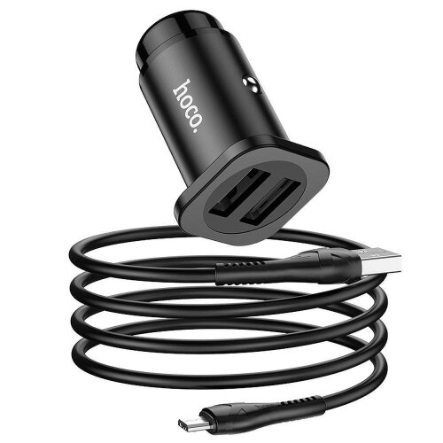 HOCO NZ4 Car Charger 2 x USB + Cable Micro USB Wise Road 24W Black