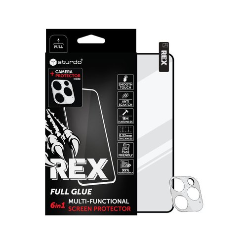 Ochranné sklo celotvárové + Ochranné sklo na kameru iPhone 12 Pro Max, Sturdo Rex, čierne