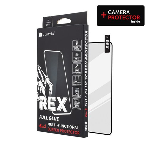Ochranné sklo celotvárové + Ochranné sklo na kameru Samsung Galaxy S22 5G S901, Sturdo Rex, čierne
