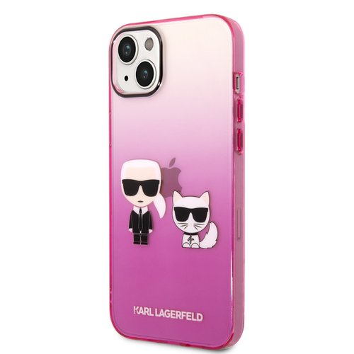 Puzdro Karl Lagerfeld Gradient Karl and Choupette iPhone 14 Plus - ružové