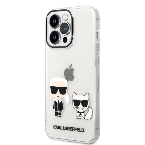 Puzdro Karl Lagerfeld PC/TPU Ikonik Karl and Choupette iPhone 14 Pro Max - transparentné