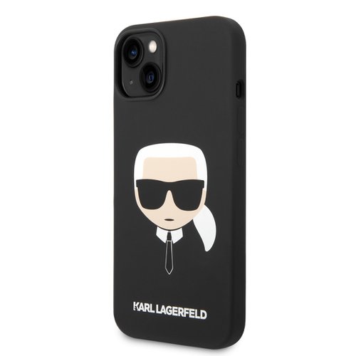 Puzdro Karl Lagerfeld Liquid Silicone Karl Head iPhone 14 Plus - čierne