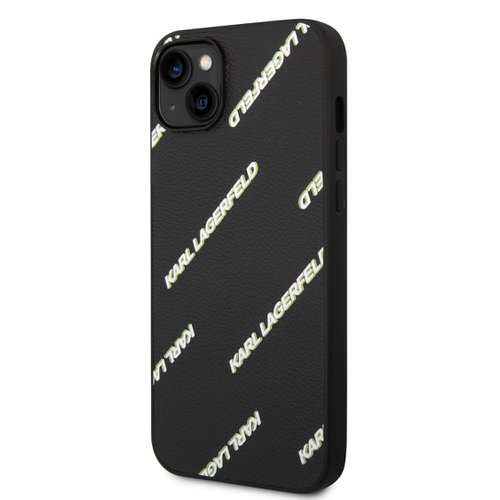 Puzdro Karl Lagerfeld PU Grained Leather Logomania iPhone 14 Plus - čierne