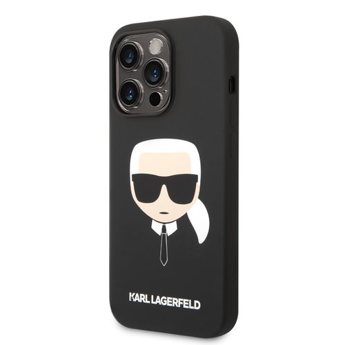 Puzdro Karl Lagerfeld Liquid Silicone Karl Head iPhone 14 Pro Max - čierne