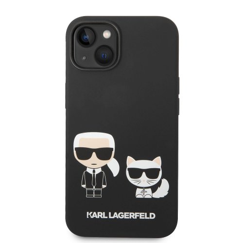 Puzdro Karl Lagerfeld and Choupette Liquid Silicone iPhone 14 Plus - čierne