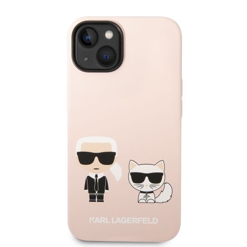 Puzdro Karl Lagerfeld and Choupette Liquid Silicone iPhone 14 Plus - ružové