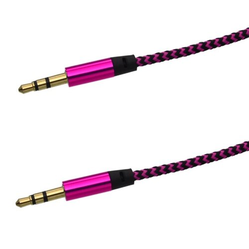 E-shop Textilný AUX kábel 2x3.5mm, fialovo-čierny