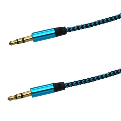 E-shop Textilný AUX kábel 2x3.5mm, modro-čierny